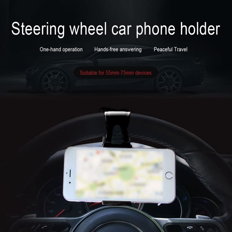 HAOBO Car Phone Holder - Adjustable Car Cradle, Steering Wheel