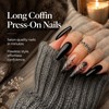 Dixiwuje Long Coffin Nails, Press-On Nails, Black, Pack of 24,