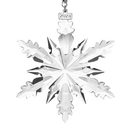 2024 Annual Edition Snowflake Crystal Christmas Ornament, Large Crystal Ornaments Display Winter House Decor with Gift Box（Clear Crystal B）
