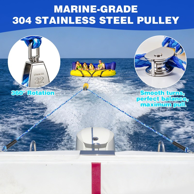 SETYPARY 20FT Boat Tow Harness for Tubing, Self-Centering Floating Boat