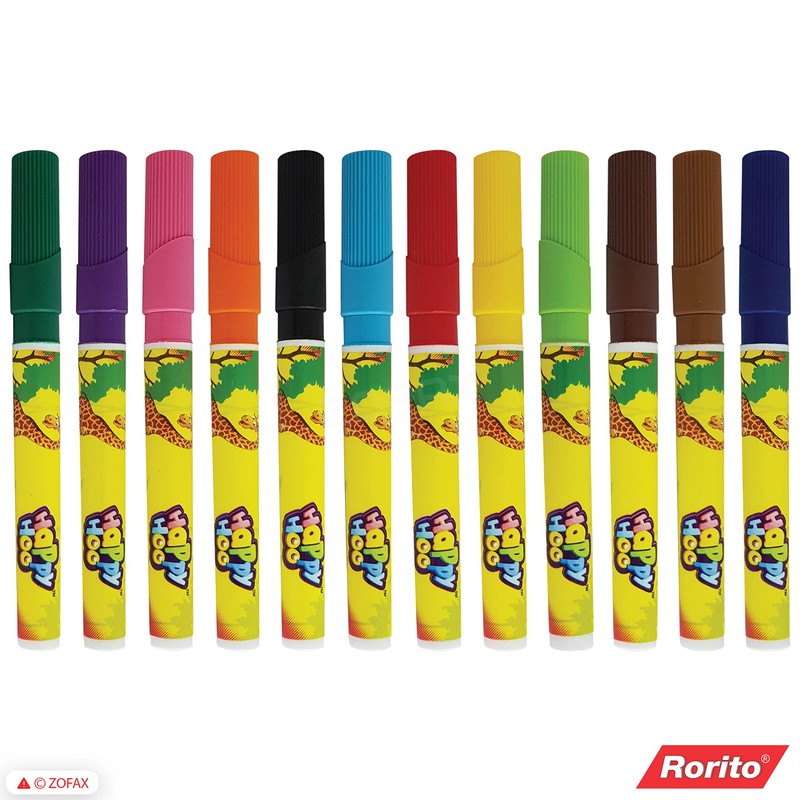 12 Vibrant Shades RORITO Happy Hoo Xtrafun Soft Colouring Marker