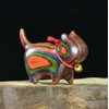 HLbshi Handmade Rainbow Wooden cat Figurine Animal Carving Statue Office