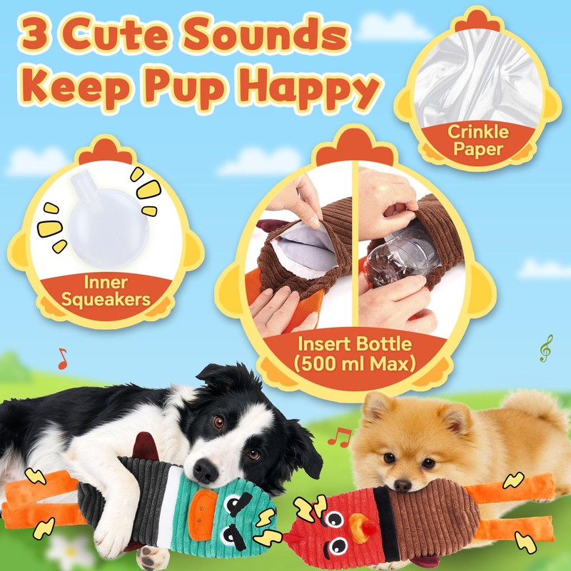 PatsFran Dog Toys for Aggressive Chewers, 2 Pack No Stuffing