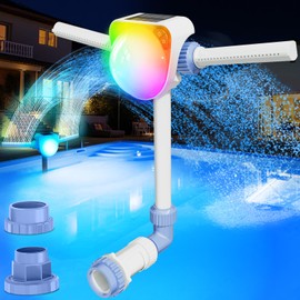 UniWater 2025 Upgrade Solar Fountain Light Show,Adjustable Dual Spray Sprinkle Pool Fountains for Inground Pool Waterfall,Swimming Pool Water Fountains,Pool Sprayer Fountain for Pool Cooling-Purple