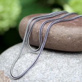 Solid 925 Sterling Silver Foxtail Chain Necklace - Oxidized Non-Tarnish Unisex Snake Design Wheat Chain Necklace for Men Women 18" 20" 22" 24" Inch - Handmade (18" - 45 cm)