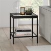 Pemberly Row Modern Metal/Tempered Glass Side Table in Black Bronze