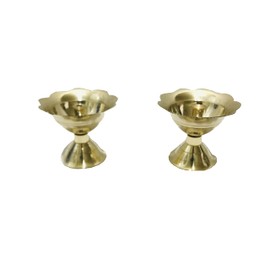Brass Jyot Diya with Stand devdas Golden Diya Jyot Deepak Pooja Dia Brass Diwali Puja Diwali Diya/Deepawali Deepak Oil Lamps/Christmas Decoration Unique Design Gift Items Pack of 2 with phouch