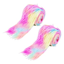 SUPERFINDINGS Pack of 2 Colourful 1.5 m White Faux Fur Fabric, 5 cm Wide, Shaggy Synthetic Plush Fabric, Fluffy Fur for Cosplay, Costumes, Dwarf Beards for Crafts