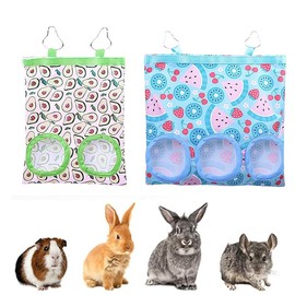 2 Pcs Rabbit Hay Feeder Bag, Rabbit Feeder Fabric Bag, Hanging Feeding Bag for Small Animals,Hay Feeder Guinea Pig Hay Holder with Hooks,Hanging Feeder Bag for Guinea Pig Hay Feeder, Bunny Hay Feeder
