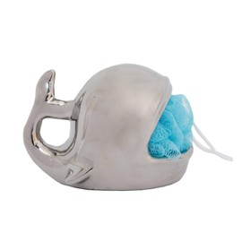 SIL Interiors Dolomite Ceramic Whale Shape Bath Sponge Holder with Body Puff