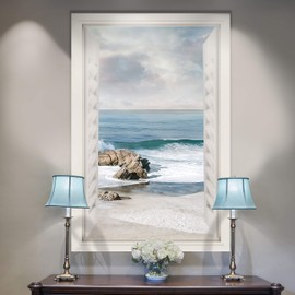 Renditions Gallery Open Window View Of Sandy Beach Gallery Wrapped Canvas Wall Art, 24x36,