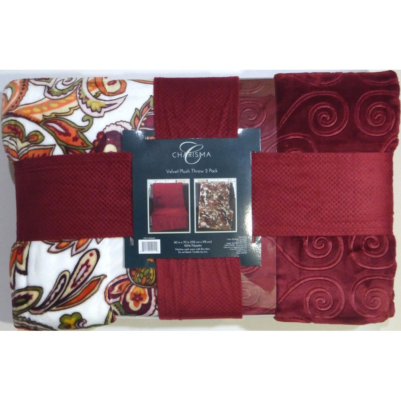 Charisma Velvet Plush Throw 2 Pack