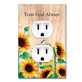 WIRESTER Duplex Outlet Cover Wall Plate/Switch Plate - Sunflower - Trust God Always
