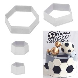 SUNKOOL Soccer Ball Cookie Cutter,Hexagon Cookie Cutter,Football Cake Decorations - 4 Sizes Geometric Biscuit Cutters Sandwiches Pastry Cutter for Birthday Cake Cupcake Decorating Tools