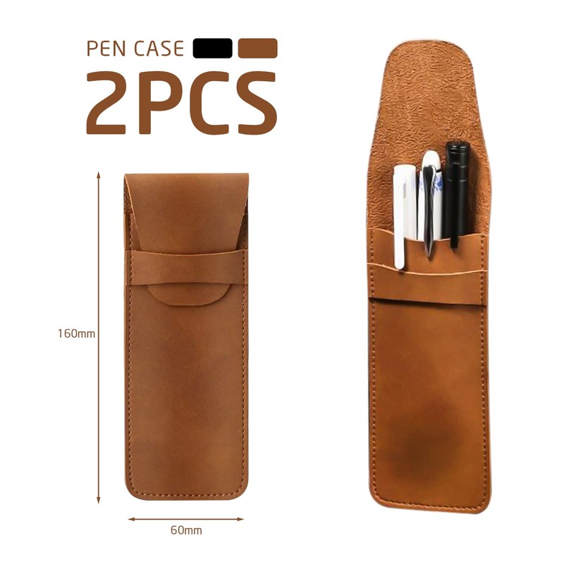 NINVVS 2 Pieces Pen Case, PU Leather Pen Case, Handmade