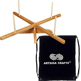 ChiaoGoo Knitting Needles Yarn Swift Wooden Tabletop Unit Bundle with 1 Artsiga Crafts Project Bag 1098