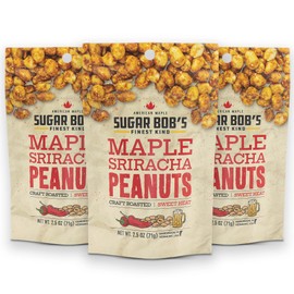 Sugar Bob’s Finest Kind - Maple Sriracha Peanuts, Slow Roasted, Sweet and Salty Spicy Nuts, 2.5 oz (Pack of 3)