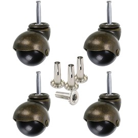 Skelang 40mm Bronze Ball Wheel Furniture Castors with Bases Rounded Ball Castors Replacement for Furniture Sofa Chair Cabinet Set of 4