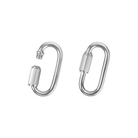 2 Pack Chain Quick Links Duty Chain Link Connector 304 Stainless Steel Locking Carabiner Screw Carabiner, Chain Hooks for Outdoor Traveling Equipment, Connecting Hammock (M5-2 Inch / 5 cm)