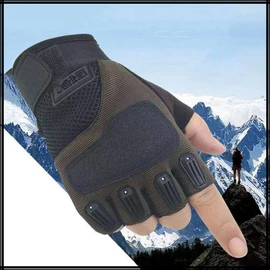 White Fang NT362 Half Finger Tactical Gloves, Anti-Slip, Outdoor, Men's, Women's, Light Brown