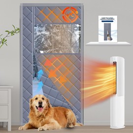 ZEIWEO Thermal Door Curtain Fits Door Size 38" X 82" Magnetic Insulated Door Covers for Winter Blanket Insulation Thicken Cotton to Keep House Warm to Soundproof, Side Opening (with Visible Panels)