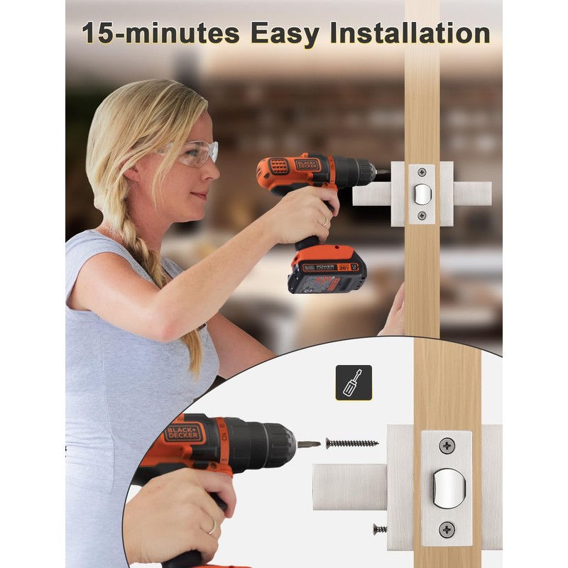 Tinewa 6 Pack Brushed Nickel Passage Door Levers Interior Door