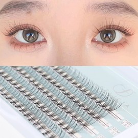 FELICIA Partial False Eyelashes, Natural, Matsueku Self Bundle, False Eyelashes Part, DIY Eyelashes, 10 Bundles (0.1mm, C-Curl, 12mm)