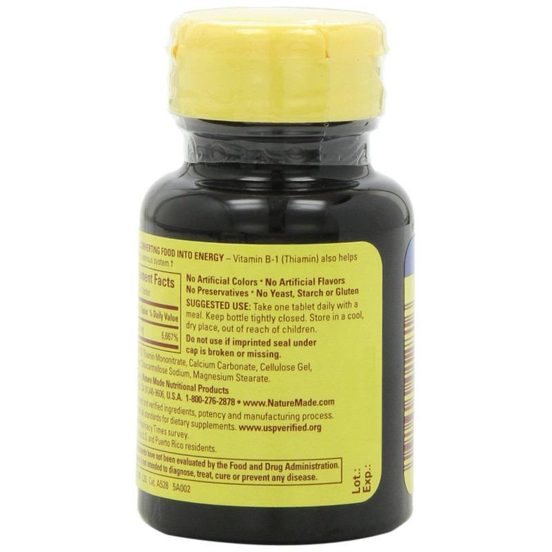 Nature Made Vitamin B1, 100 Count (Pack of 6)