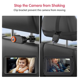 LUCKVIEW BM2 Car Camera for Baby, 5.2" 1080P Screen with 3X Zoom, Clear Rear-Facing View, 360° Rotating Lens, Easy Installation – Safety for Infants and Pets