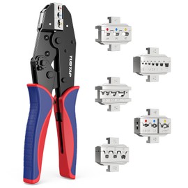 5-Piece Crimping Tool Set - TUBTAP® Crimping Pliers for Insulated & Non-Insulated Cable Lugs, Heat Shrink Tubes, Wire End Ferrules - Crimping Pliers, Wire End Ferrules - with Interchangeable Jaws