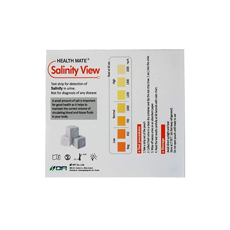 HealthMate Home Salinity Salt Urine Tests 10 Strips