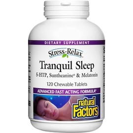 Natural Factors, Stress-Relax Tranquil Sleep Chewable, Supports the Full Sleep Cycle, 120 Count (Pack of 1)
