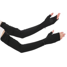 [HANDS UP MARKET] Arm Cover, UV Protection, Soy Fiber, Cooling Sensation, Arm Cover, Ultra Long, Sun Protection, UV Protection, Women's, Fingerless, Mesh, Breathable, Sunscreen, UV Care, For Driving,