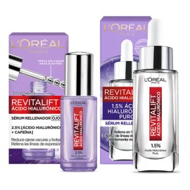 Kit L'Oréal Paris Revitalift Ácido Hialurónico Sérum facial rellenador Sérum de ojos 2 piezas Hidrata intensamente y rellena líneas de expresión aprobado por dermatólogos tu rutina de skin care