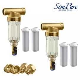 Universal 1-5 Pack Whole House Water Pre-Filter Reusable Spin Down Sediment Filter 40μm - 2 Pack