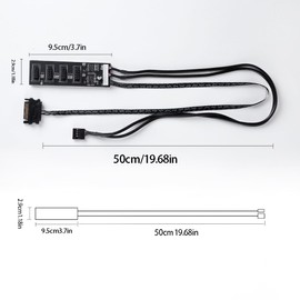 Motherboard 9pin USB Header Splitter with SATA Power Cable, Male 1 to 4 Female Extension Card, Internal USB Hub Extension USB 2.0 Splitter Connector Cable Cord for RGB Light, WiFi Receiver