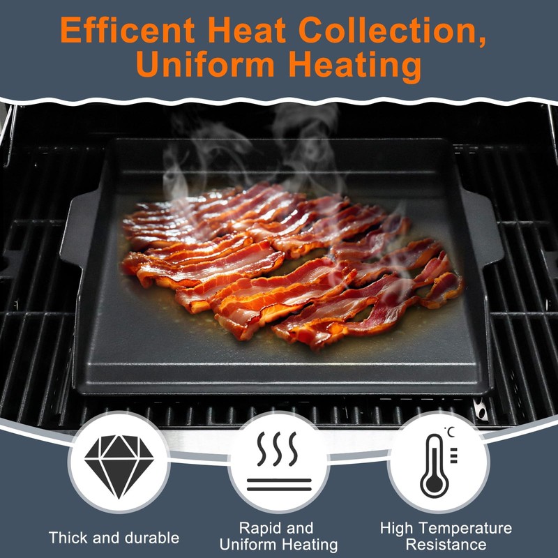 Criditpid Universal Large Cast Iron Cooking Griddle with Extra High