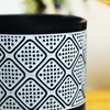 Fyne-Finds Cement Black N White Pot Doted Patterned Diamond Planter