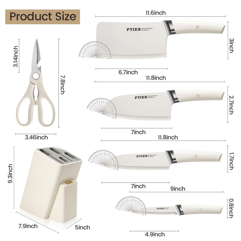 Knife Set, 6-Piece Kitchen Knife Set with Block, Stainless Steel