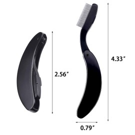 TecUnite 4 Packs Folding Eyelash Comb, Stainless Steel Teeth Eyebrow Comb Lash and Brow Makeup Brush (Black)