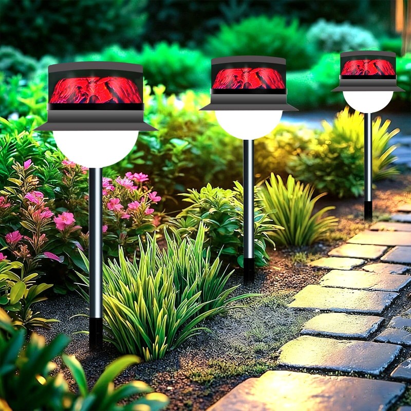 Solar Garden Lawn Stake Light, Waterproof Realistic Charcoal Fire, Solar