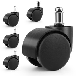 Set of 5 Office Chair Wheels, Replacement Hard Floor Castors for Gaming Chairs, Swivel Chairs, Wheels, Clean Rolling Chair Castors, Ideal for Parquet, Laminate, Tile and Stone Floors