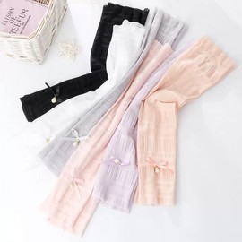 Women's Long Lace Pearl Ice Arm Sleeves - Summer Sun Protection Chiffon Free Size/Pearl Bow Ice Sleeve [Pink] 30ea