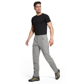 Moosehill Men's Hiking Cargo Pants Lightweight Water-Resistant Tactical Work Pants Quick Dry for Fishing Golf Travel Outdoor (Light Grey, 36W x 31L)