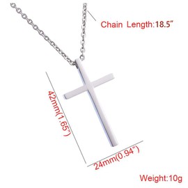 MiniJewelry Silver Simple Cross Necklace for Women Jesus Angel Religion Pendant Stainless Steel Family Birthday