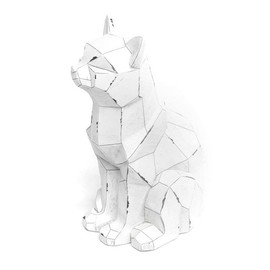 Rocking Gifts Decorative Cat Origami Polyresin White Elegant Modern 20cm