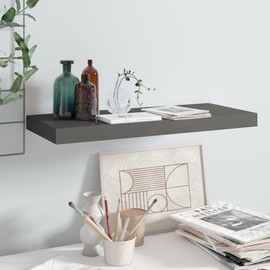 Udorich Stylish Floating Wall Shelf for Organized Displays, High Gloss Gray Finish, Easy Installation, 23.6"x9.3"x1.5"