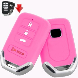 RemoteOverstock Remote Key Fob Skin Cover Case Shell Remote Protector for Honda fits 2013-2021 Accord CR-V Civic Fit HR-V Odyssey Pilot Ridgeline KR5V2X 2014-2020 - 4 Buttons – (Pink)