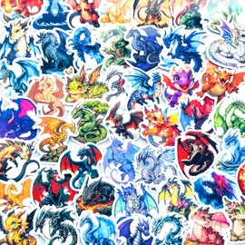 50 Pcs Cartoon Cryptid Dragon Stickers - Cute Colorful Fantasy Dragon Decals for Teens, Adults, Laptops, Water Bottles, Scrapbooks