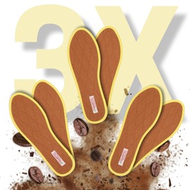 Nawemo® Coffee Grounds Insoles, Pack of 3, Breathable Against Sweaty Feet and Coffee Fragrance, Size 43